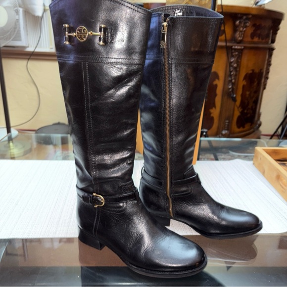 Tory Burch Black Leather Moto Boots, size 9, like new!! - Picture 1 of 11